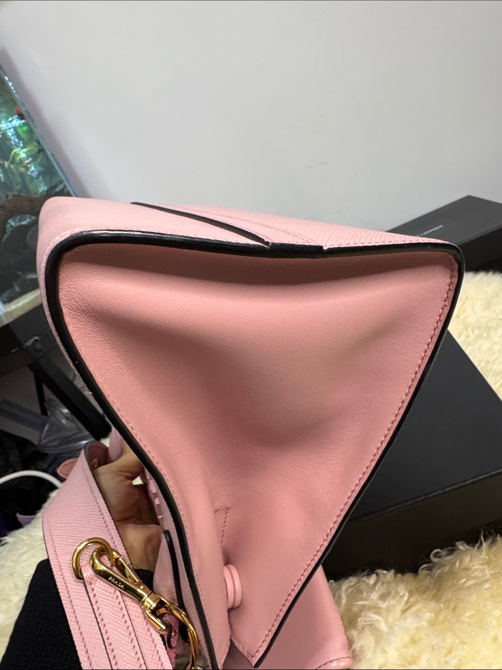 Prada Pink Saffiano Satchel with Gold Hardware - Picture 8 of 8